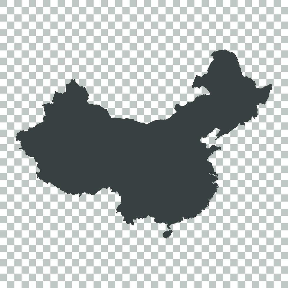 China map. Grey vector illustration on isolated background