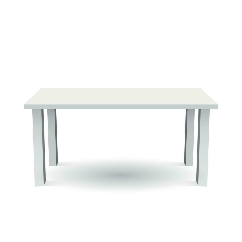 Vector 3d table for object presentation. Empty white top table isolated on white background.