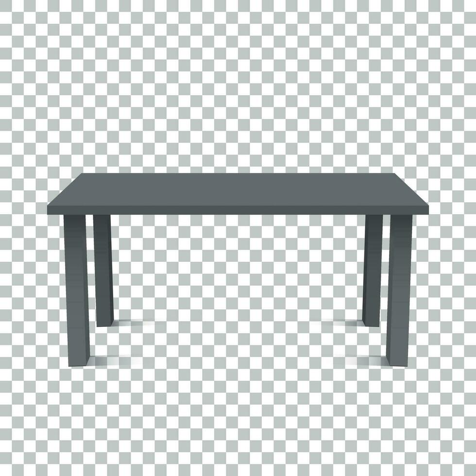 Vector 3d table for object presentation. Empty black top table on isolated background.