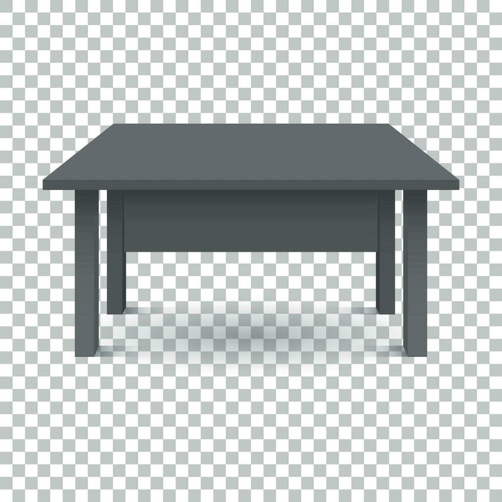 Vector 3d table for object presentation. Empty black top table on isolated background.