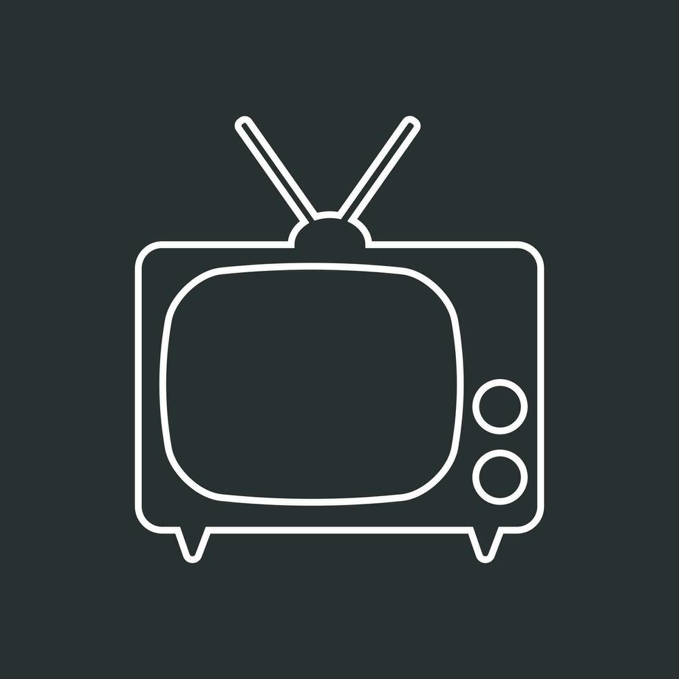 Tv Icon vector illustration in line style isolated on black background. Television symbol for web site design, logo, app, ui.