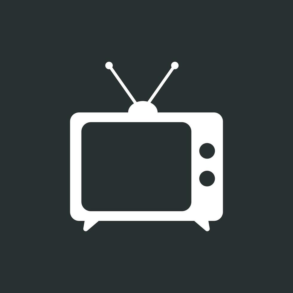 televisión icono vector ilustración en plano estilo aislado en negro antecedentes. televisión símbolo para web sitio diseño, logo, aplicación, ui