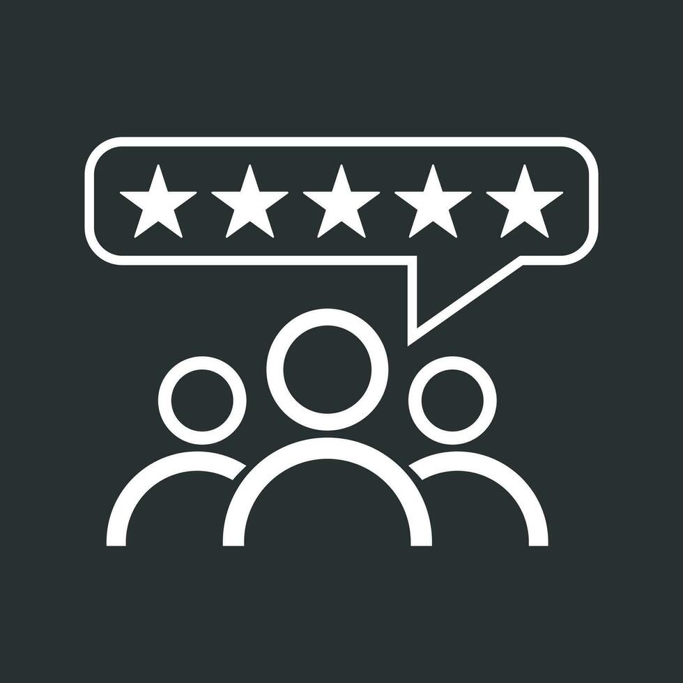 Customer reviews, rating, user feedback concept vector icon. Flat illustration on black background.