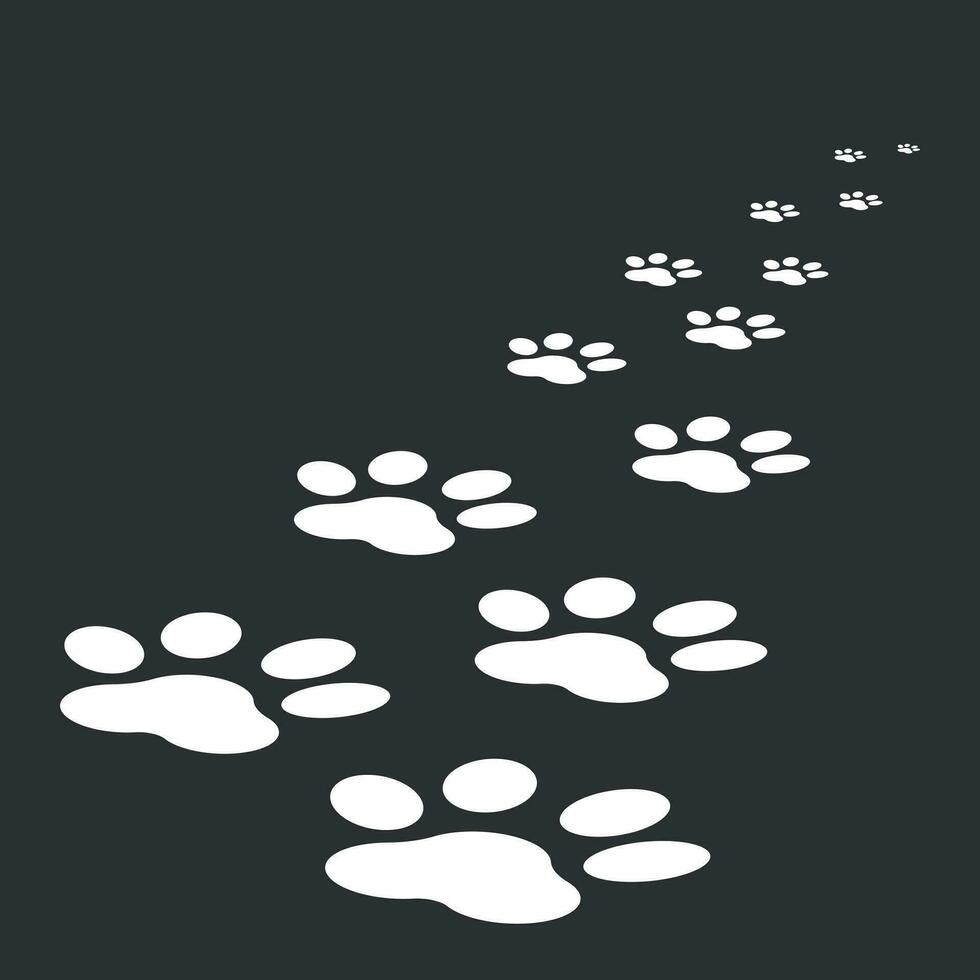 Paw print icon vector illustration isolated on black background. Dog, cat, bear paw symbol flat pictogram.