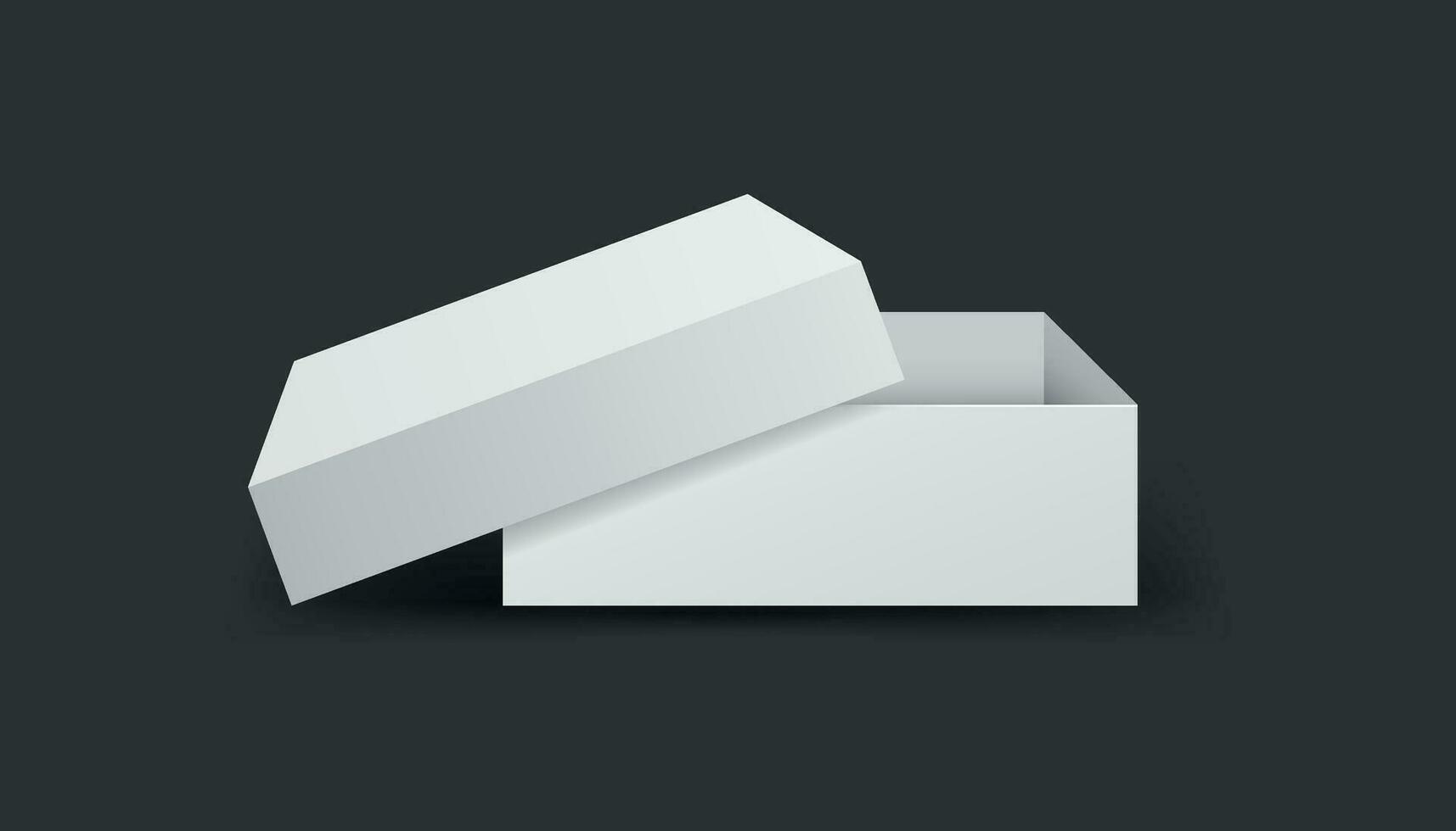 White cardboard package box. Vector illustration isolated on black background.