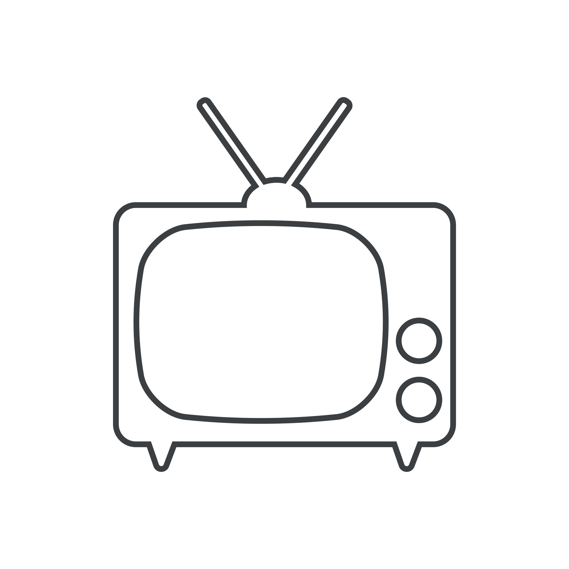 Tv Icon vector illustration in line style isolated on white background ...