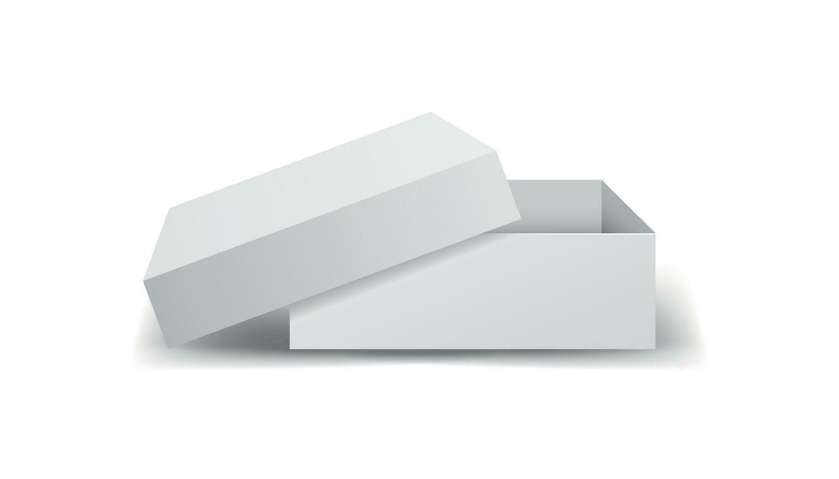 White cardboard package box. Vector illustration isolated on white background.