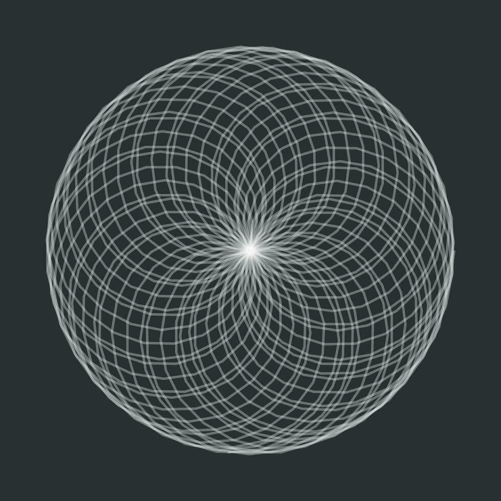 Spirograph element vector illustration on black background. Abstract symbol.