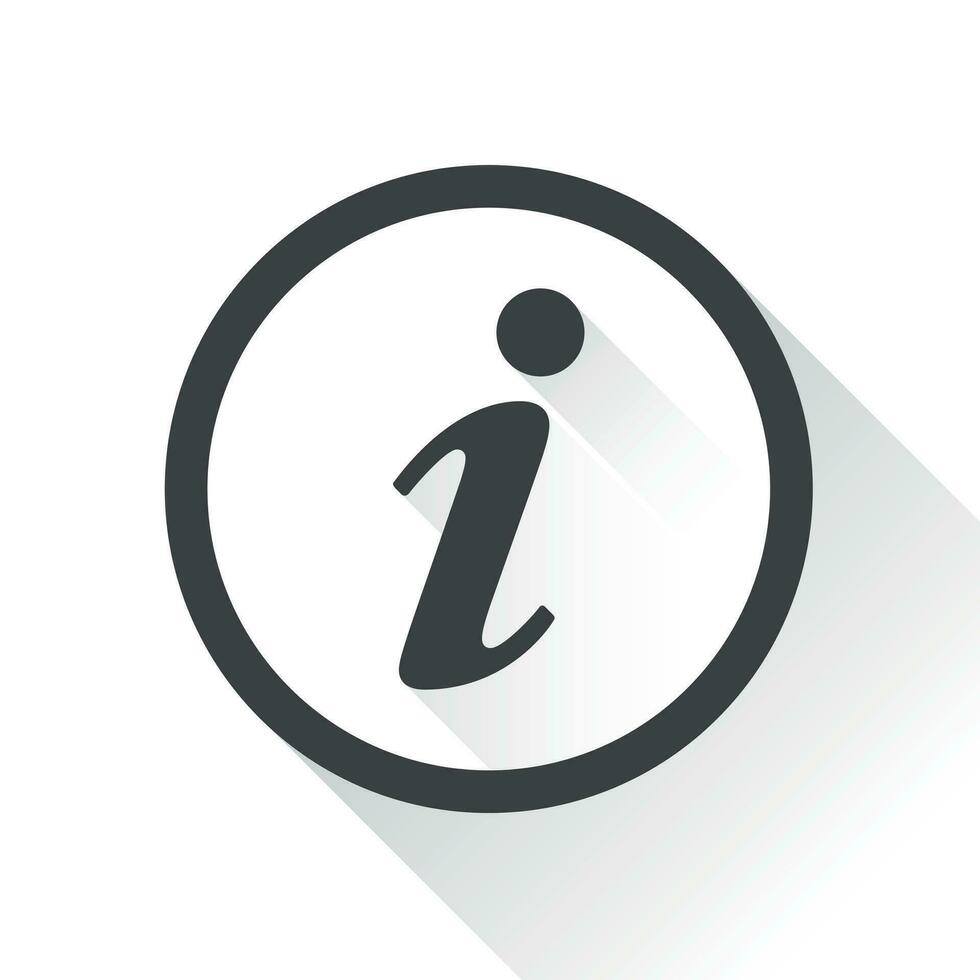 Information Icon vector illustration in flat style isolated on white background with long shadow. Speech symbol for web site design, logo, app, ui.