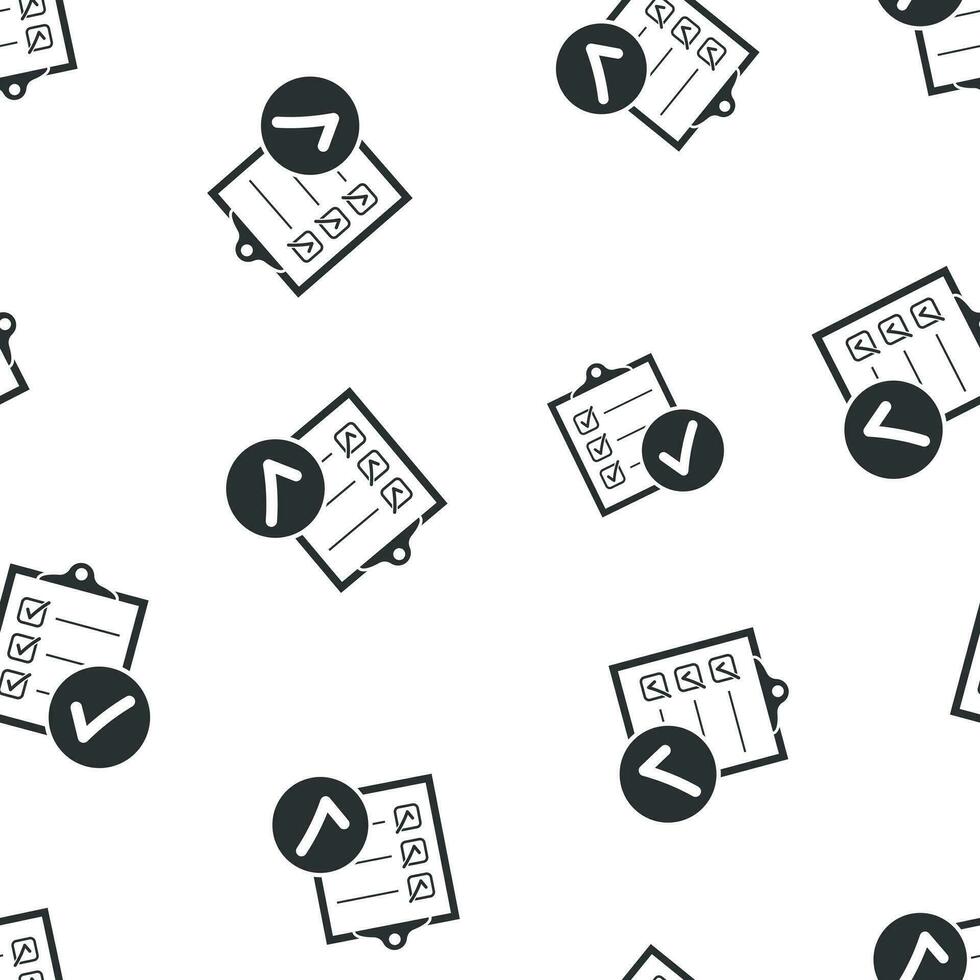 Checklist notepad document seamless pattern background. Business flat vector illustration. Survey symbol pattern.