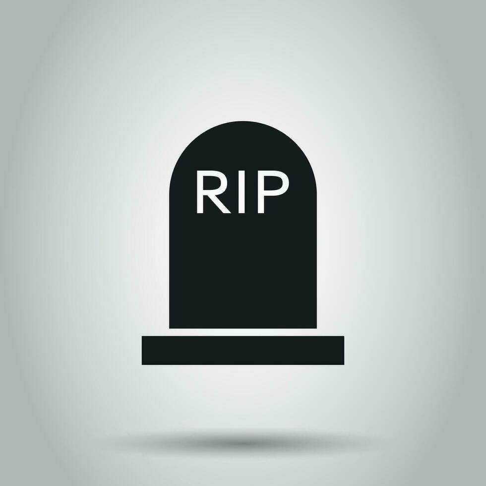 Halloween grave icon. Vector illustration on isolated background. Business concept gravestone rip tombstone pictogram.