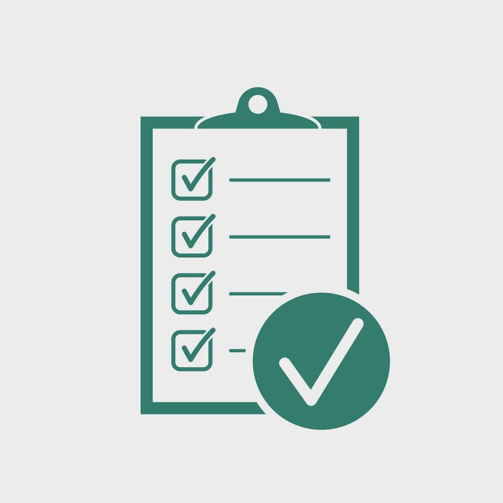 Checklist vector icon. Survey vector illustration in flat design on white background.