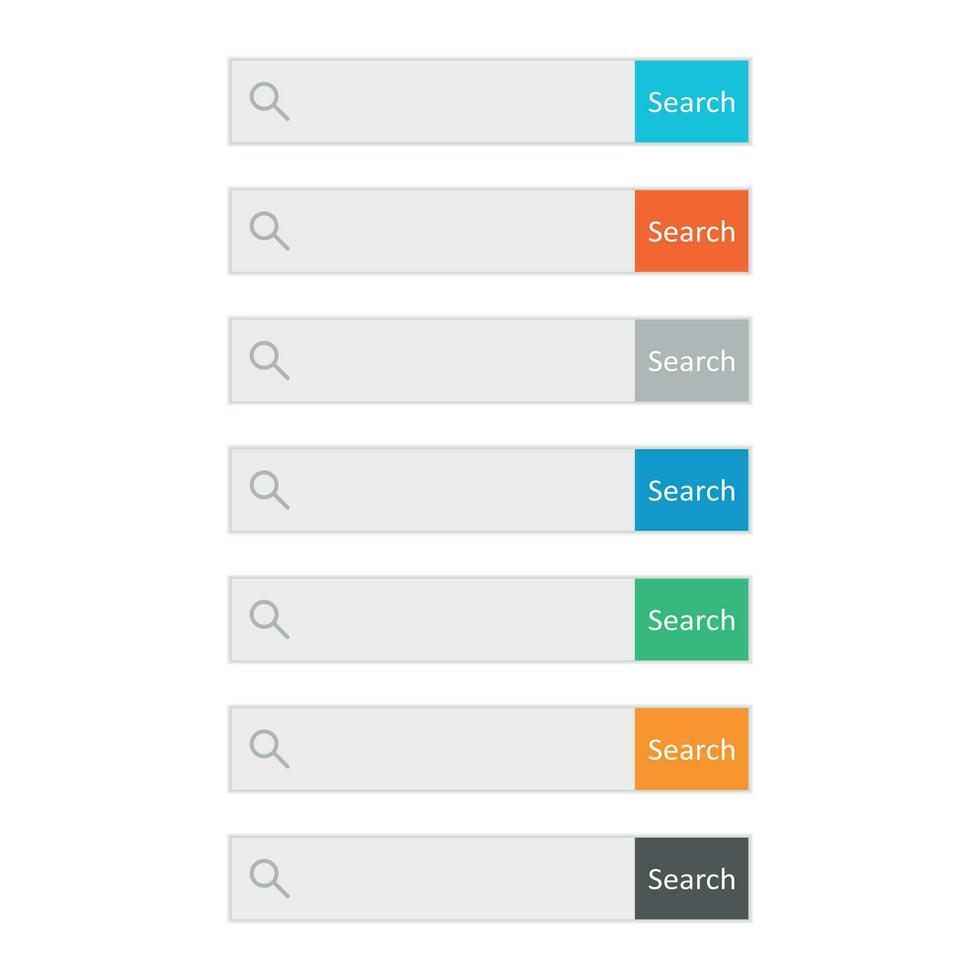 Search bar field. Set vector interface elements with search button. Flat vector illustration on white background.