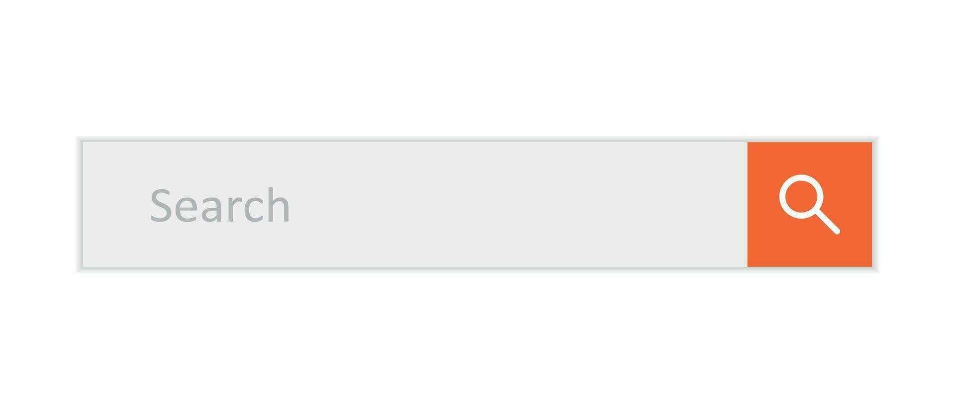 Search bar field. Vector interface element with search button. Flat vector illustration on white background.