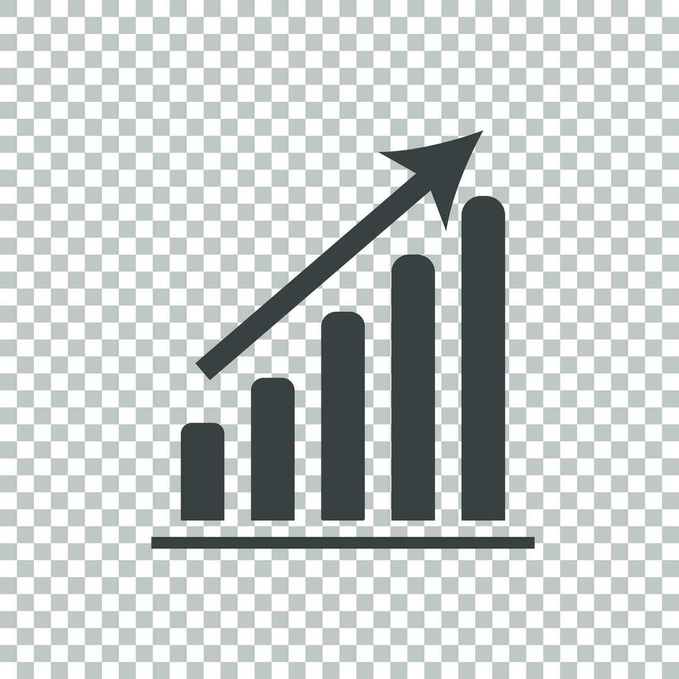 Business graph icon. Chart flat vector illustration on white background.