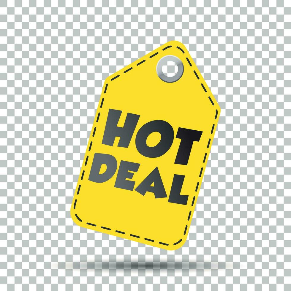 Hot deal yellow hang tag. Vector illustration