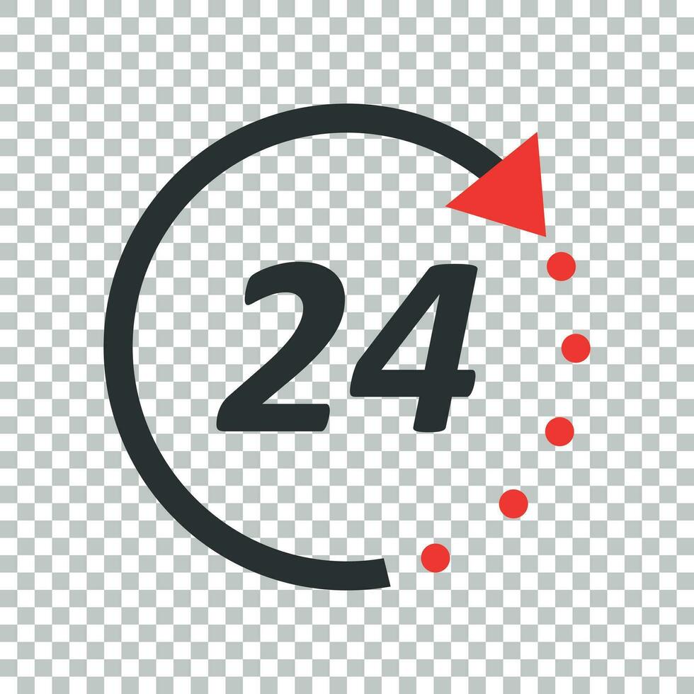 Time icon. Flat vector illustration 24 hours on isolated background.