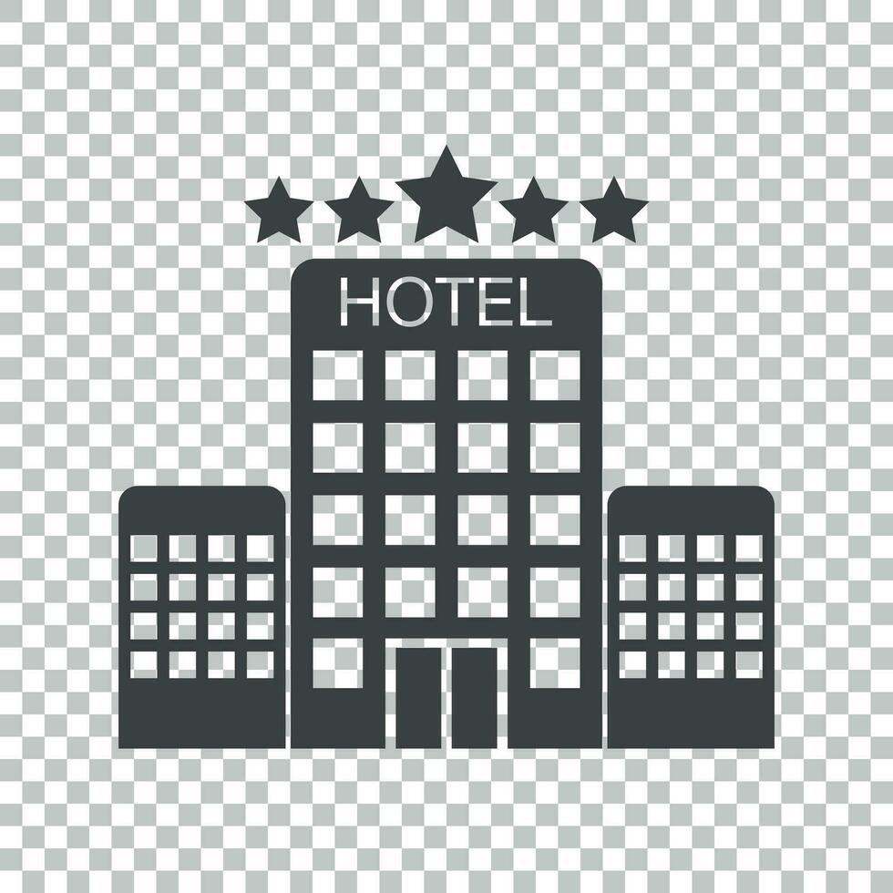 Hotel icon on isolated background. Simple flat pictogram for business, marketing, internet concept. Trendy modern vector symbol for web site design or mobile app.
