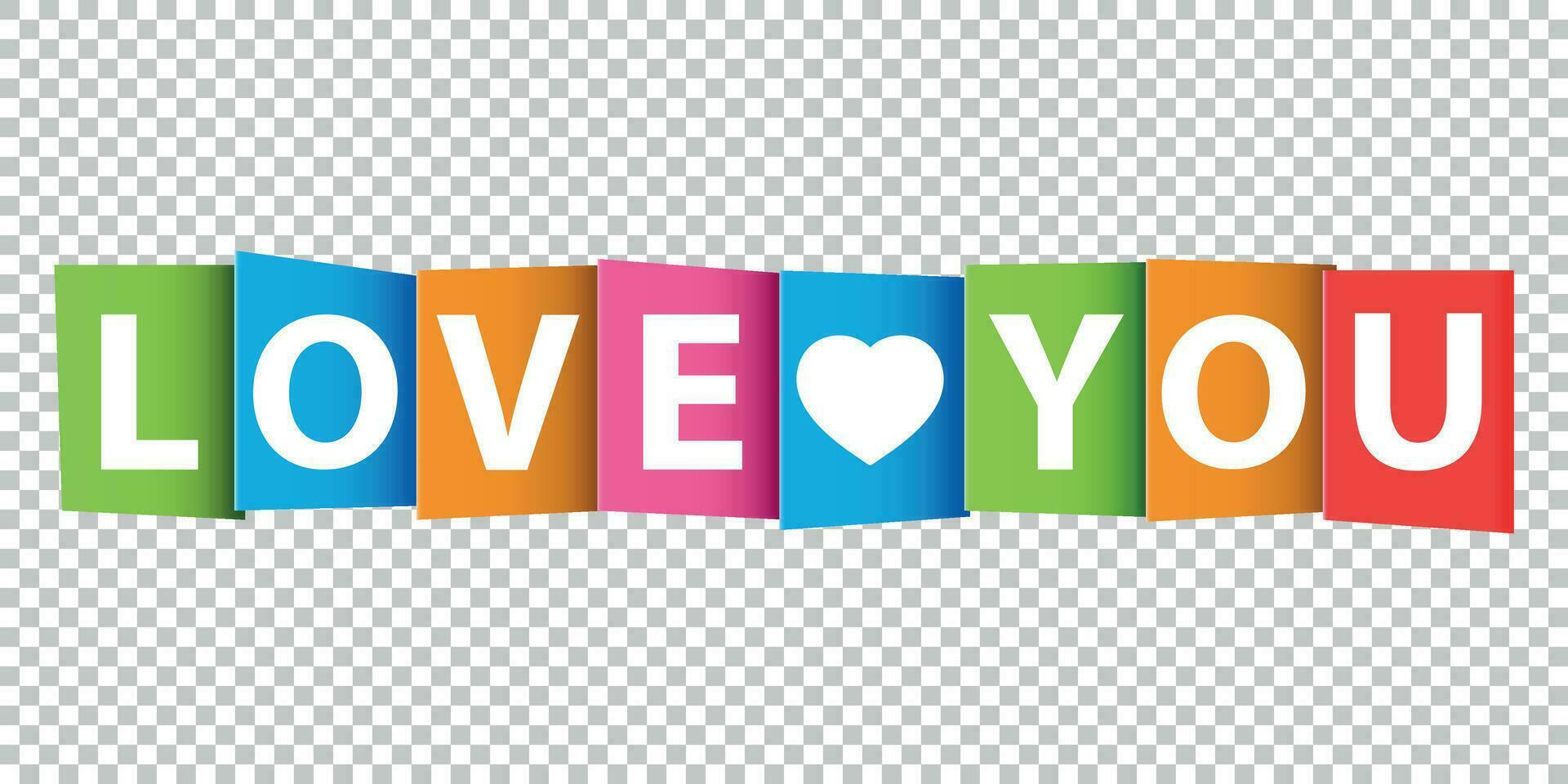 Love you colorful card. Vector illustration