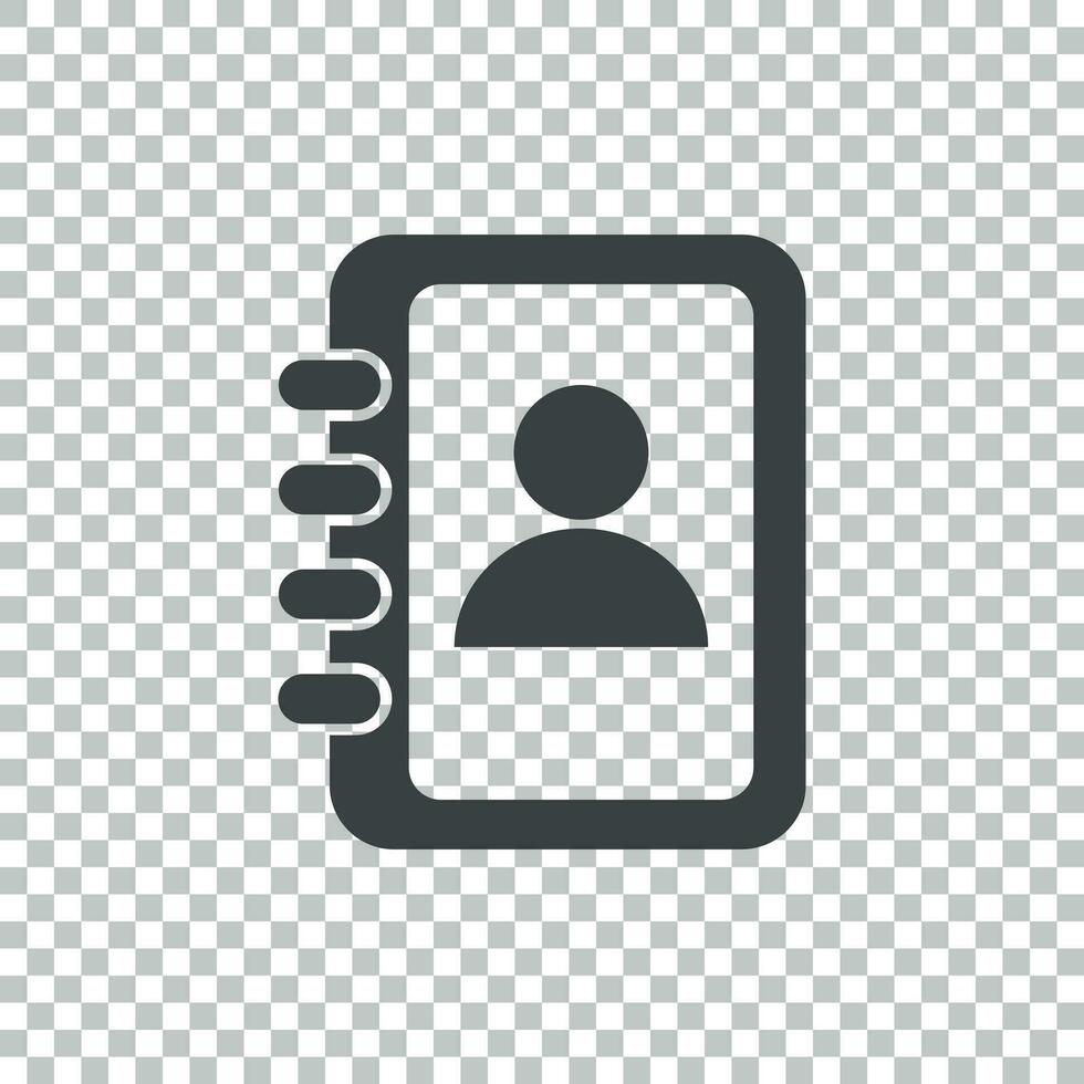 Address book icon. Contact note flat vector illustration on isolated background.