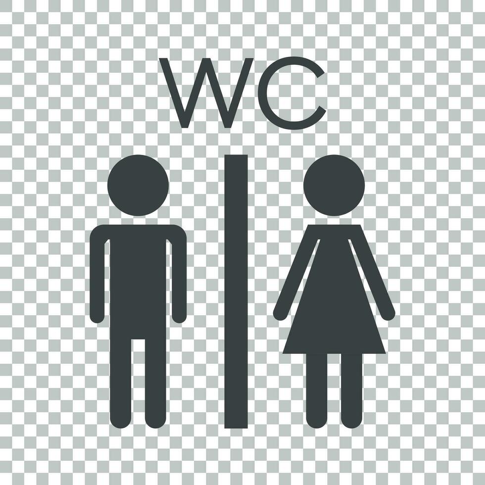 vector baño, Area de aseo icono en aislado antecedentes. moderno hombre y mujer plano pictograma. sencillo plano símbolo para web sitio diseño.