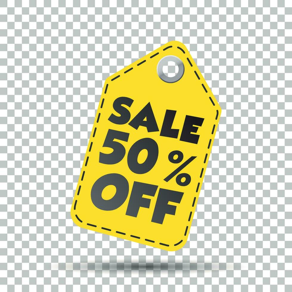 Sale 50 off hang tag. Vector illustration