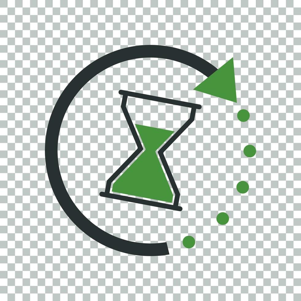 Time icon. Flat vector illustration with hourglass on isolated background.