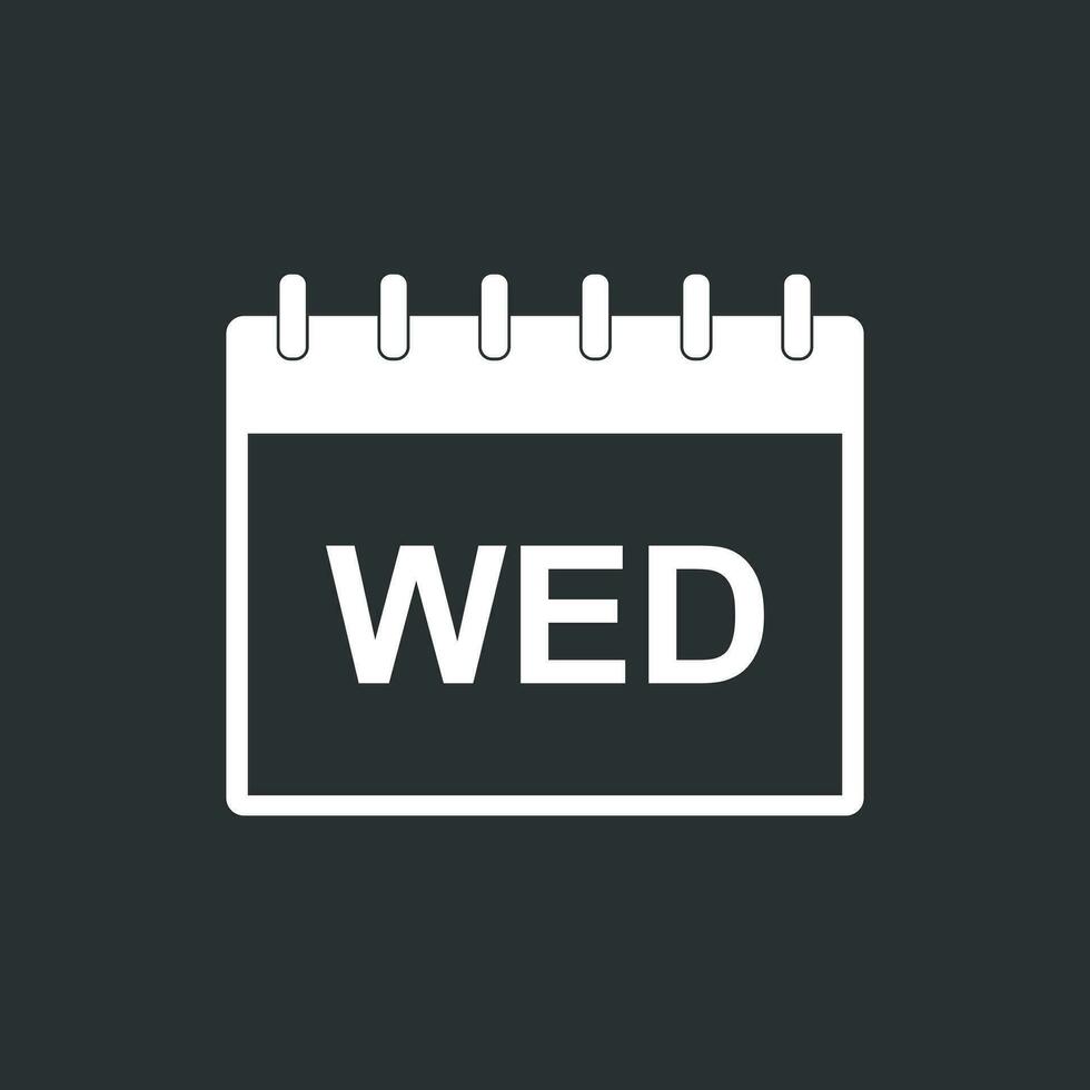 Wednesday calendar page pictogram icon. Simple flat pictogram for business, marketing, internet concept on black background. Trendy modern vector symbol for web site design or mobile app
