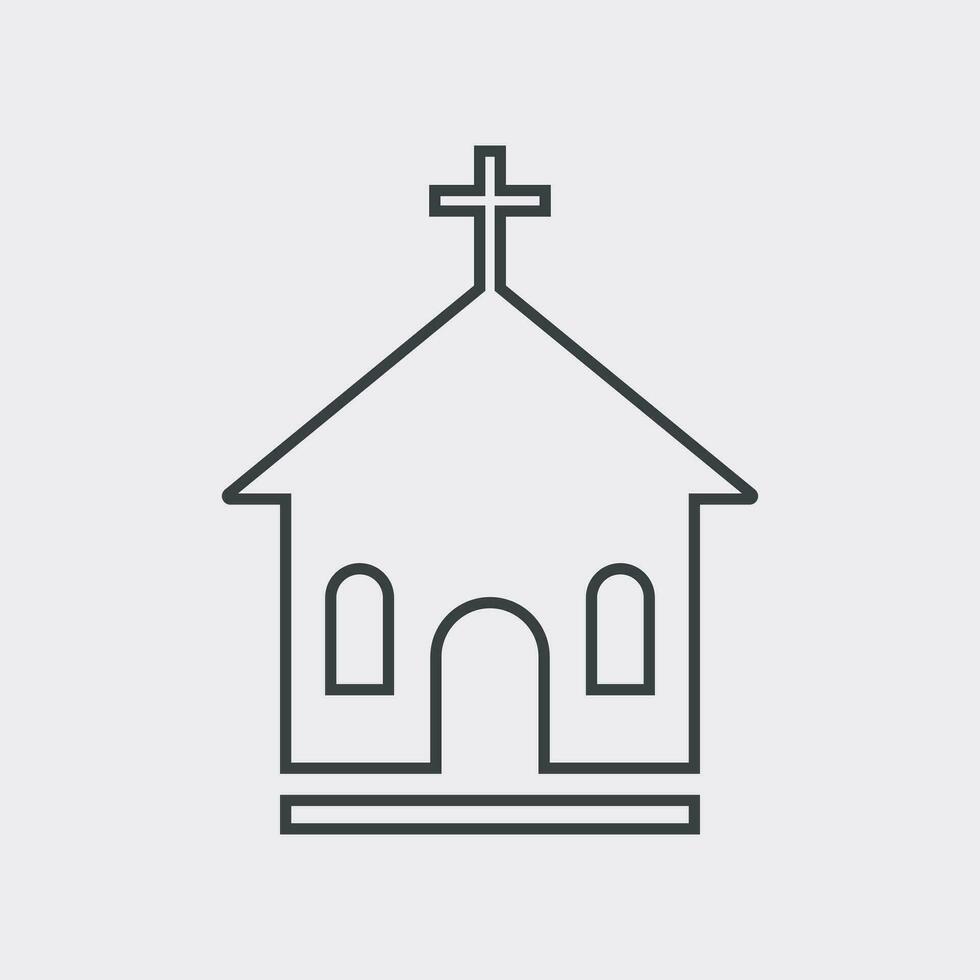 Line church sanctuary vector illustration icon. Simple flat pictogram for business, marketing, mobile app, internet on white background.