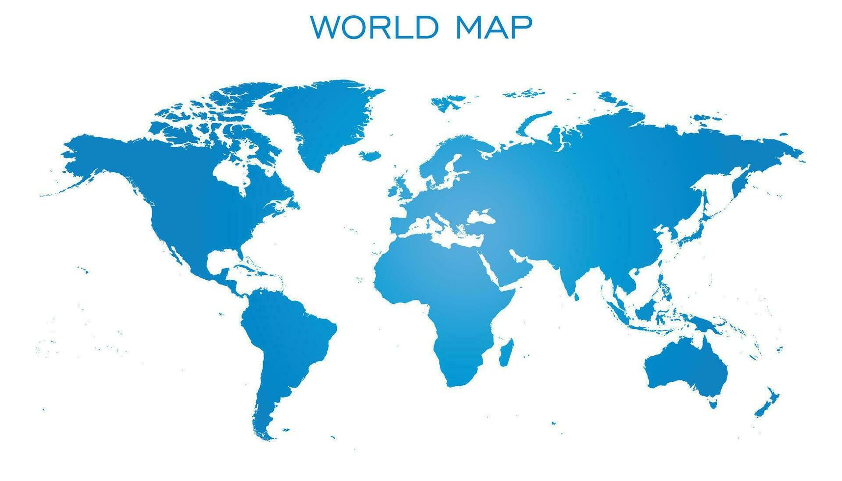 Blank blue world map isolated on white background. World map vector template for website, infographics, design. Flat earth world map illustration.