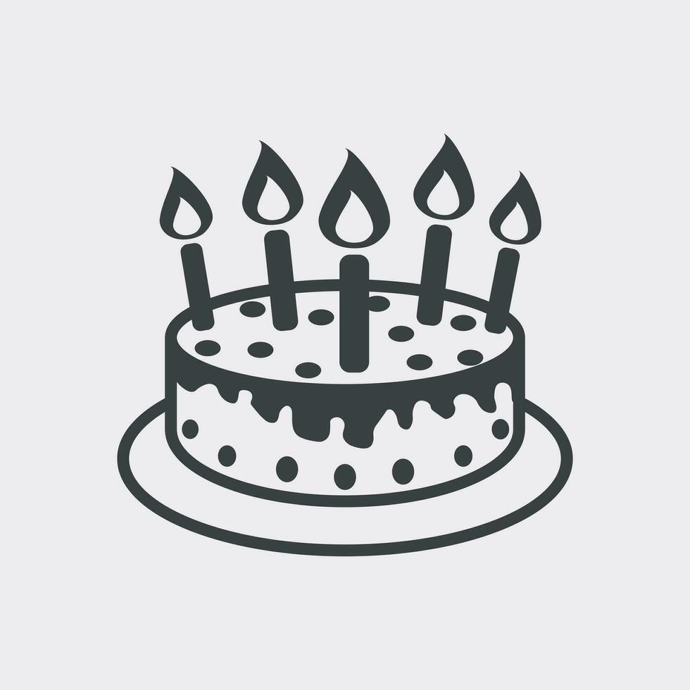 Cake with candle icon. Simple flat pictogram for business, marketing, internet concept on white background. Trendy modern vector symbol for web site design or mobile app