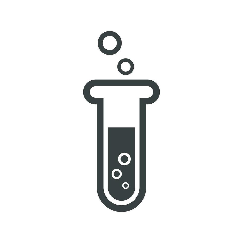 Chemical test tube pictogram icon. Laboratory glassware or beaker equipment isolated on white background. Experiment flasks. Trendy modern vector symbol. Simple flat illustration