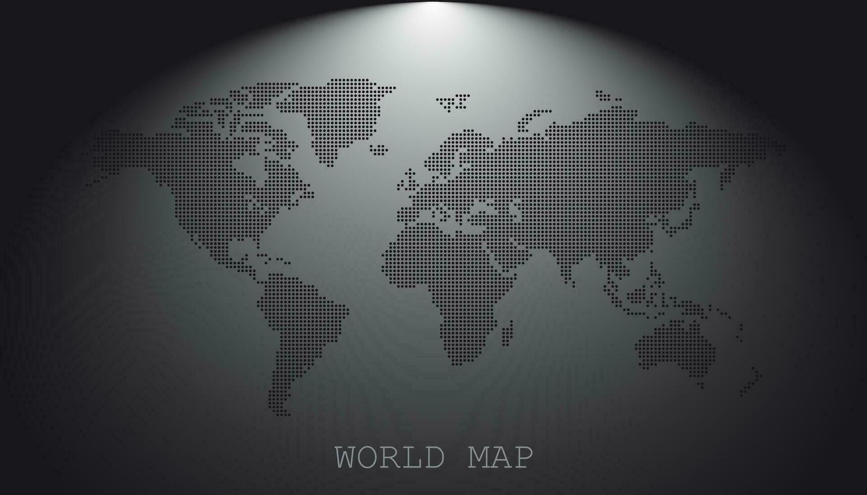 punteado blanco negro mundo mapa aislado en gris antecedentes. mundo mapa vector modelo para sitio web, infografía, diseño. plano tierra mundo mapa con redondo puntos ilustración.