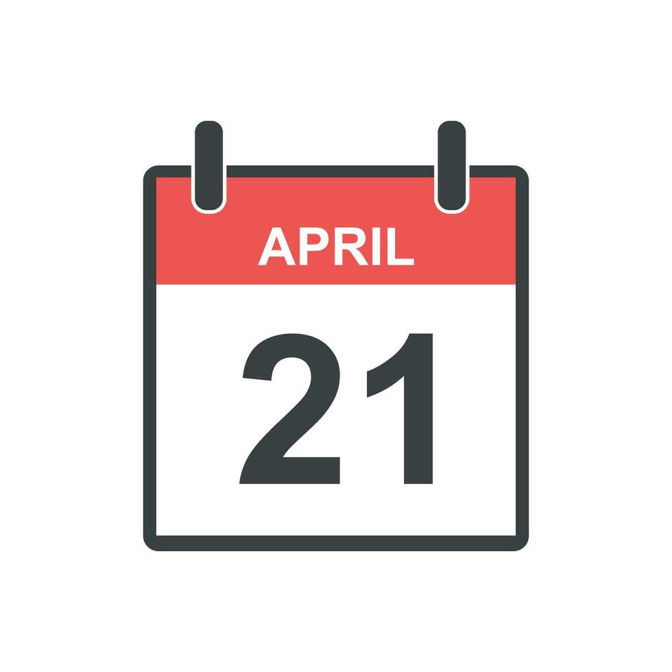 April 21 calendar icon. Vector illustration in flat style.