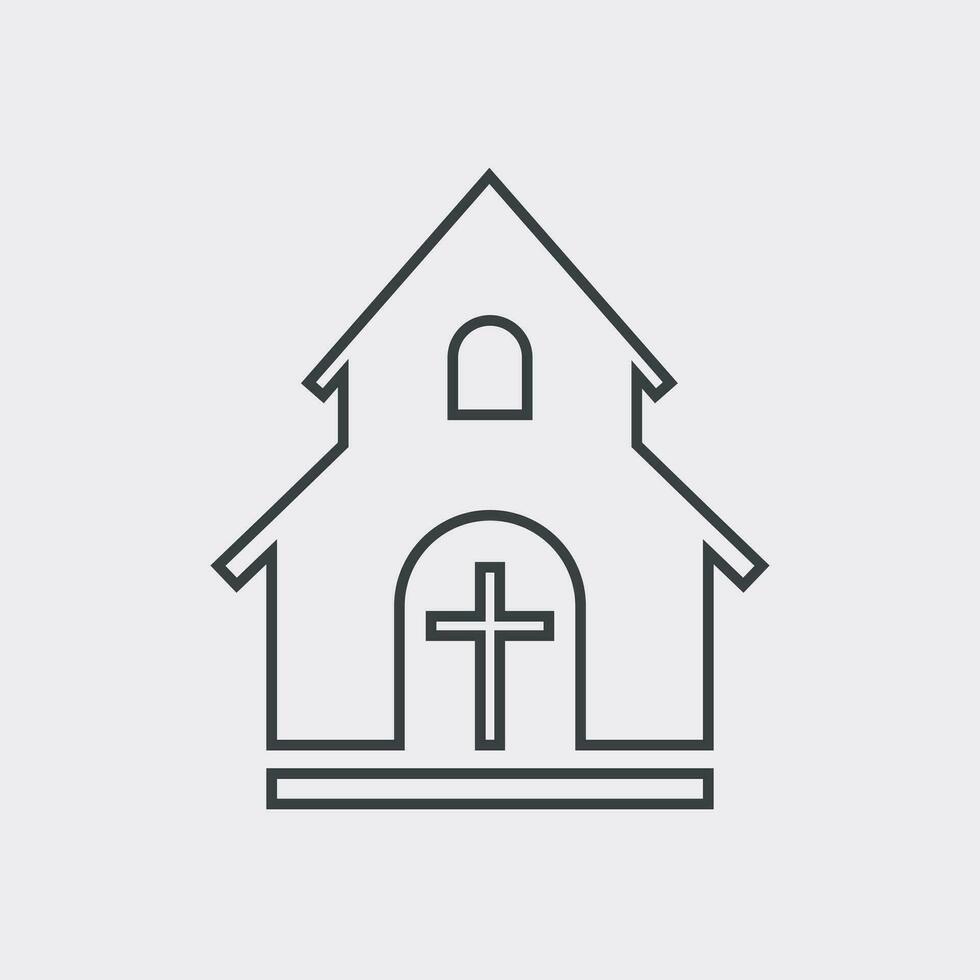 Line church sanctuary vector illustration icon. Simple flat pictogram for business, marketing, mobile app, internet on white background.