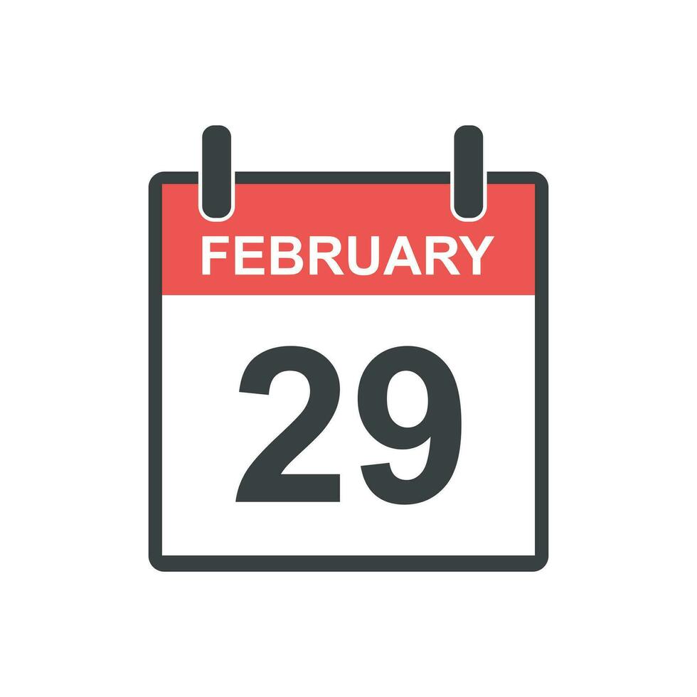 February 29 calendar icon. Leap Day, Vector illustration in flat style