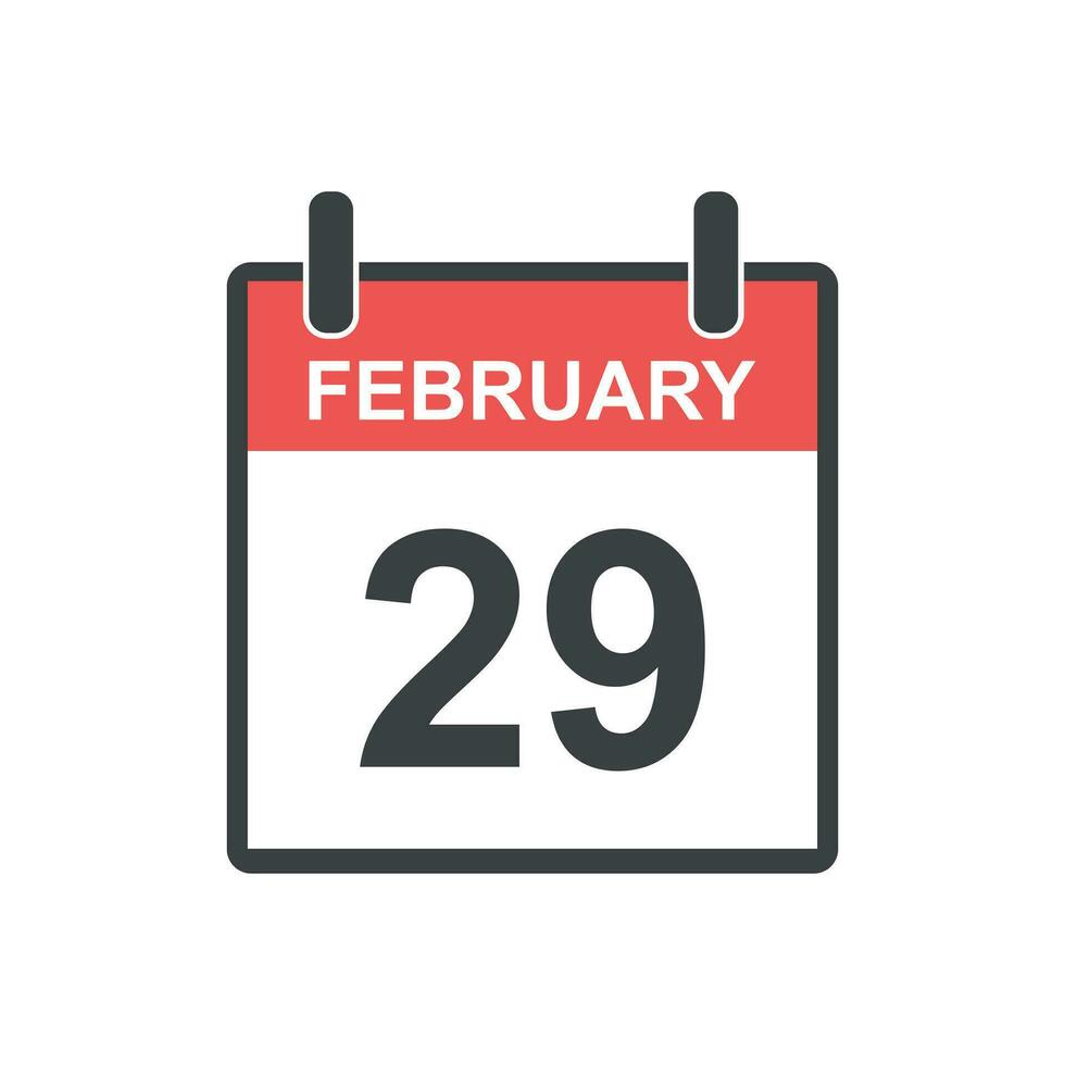 febrero 29 calendario icono. salto día, vector ilustración en plano estilo.