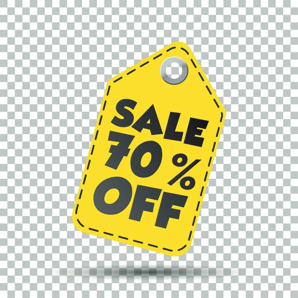 Sale 70 off hang tag. Vector illustration