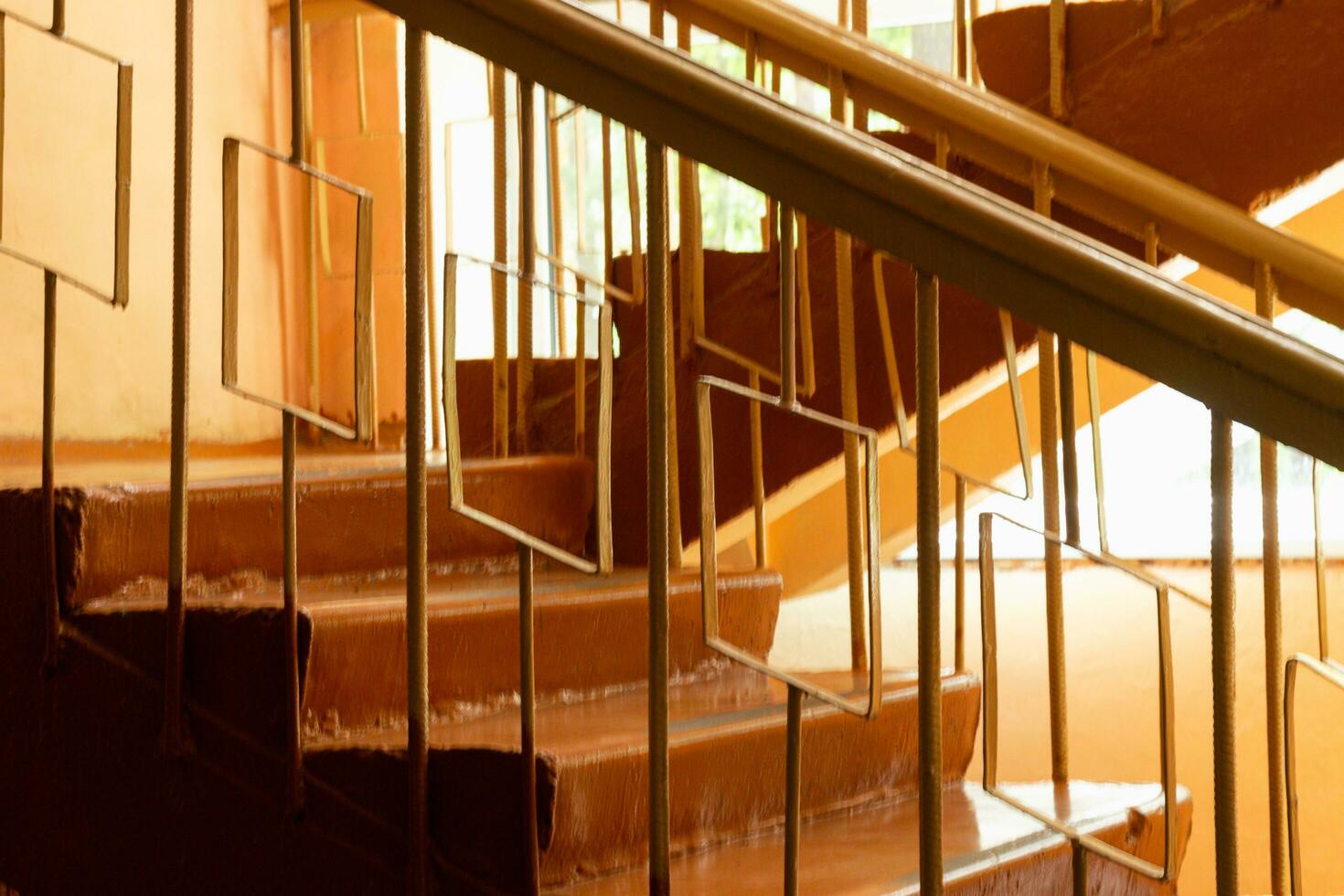 old staircase at the school steps and railings photo