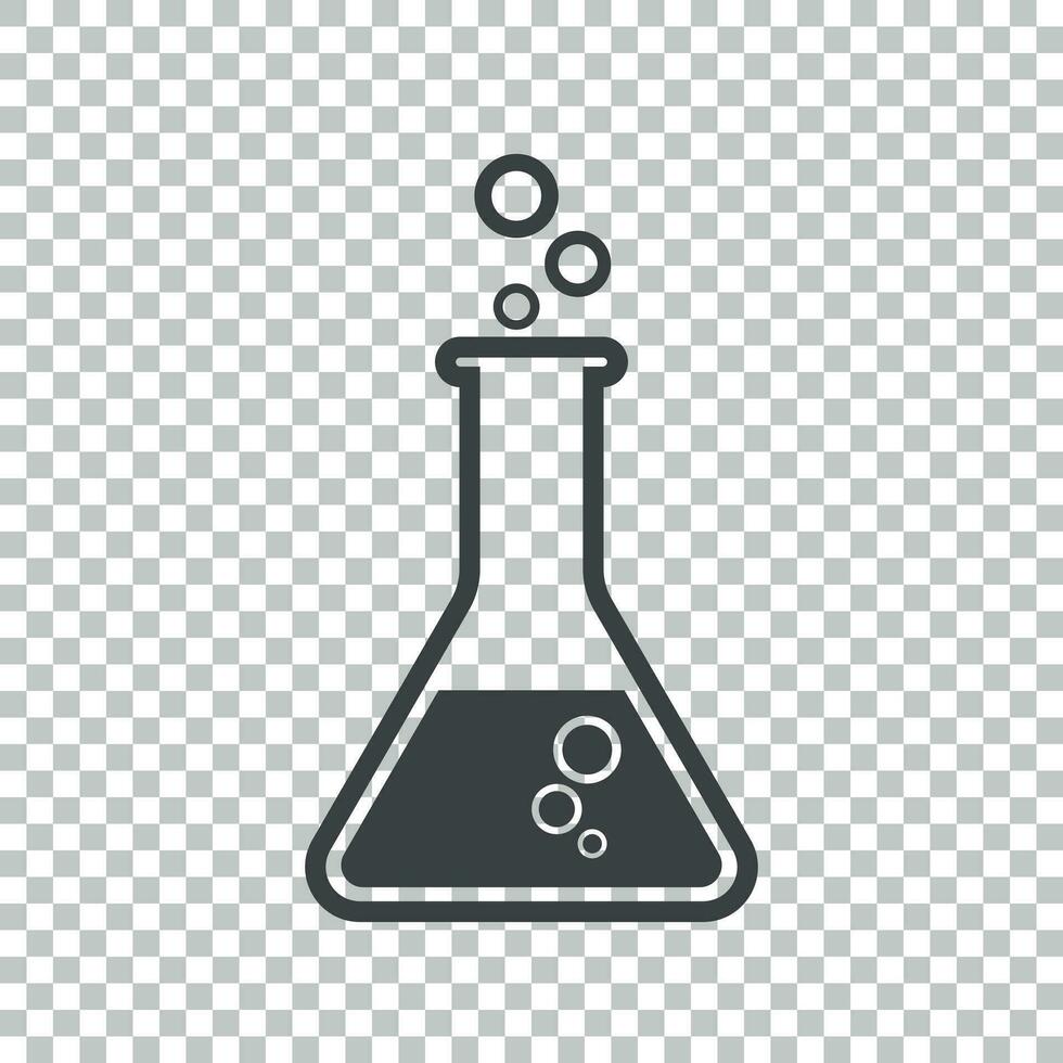 Chemical test tube pictogram icon. Chemical lab equipment isolated on isolated background. Experiment flasks for science experiment. Trendy modern vector symbol. Simple flat illustration