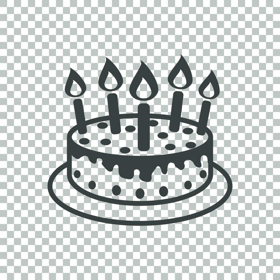 Cake with candle icon. Simple flat pictogram for business, marketing, internet concept on isolated background. Trendy modern vector symbol for web site design or mobile app