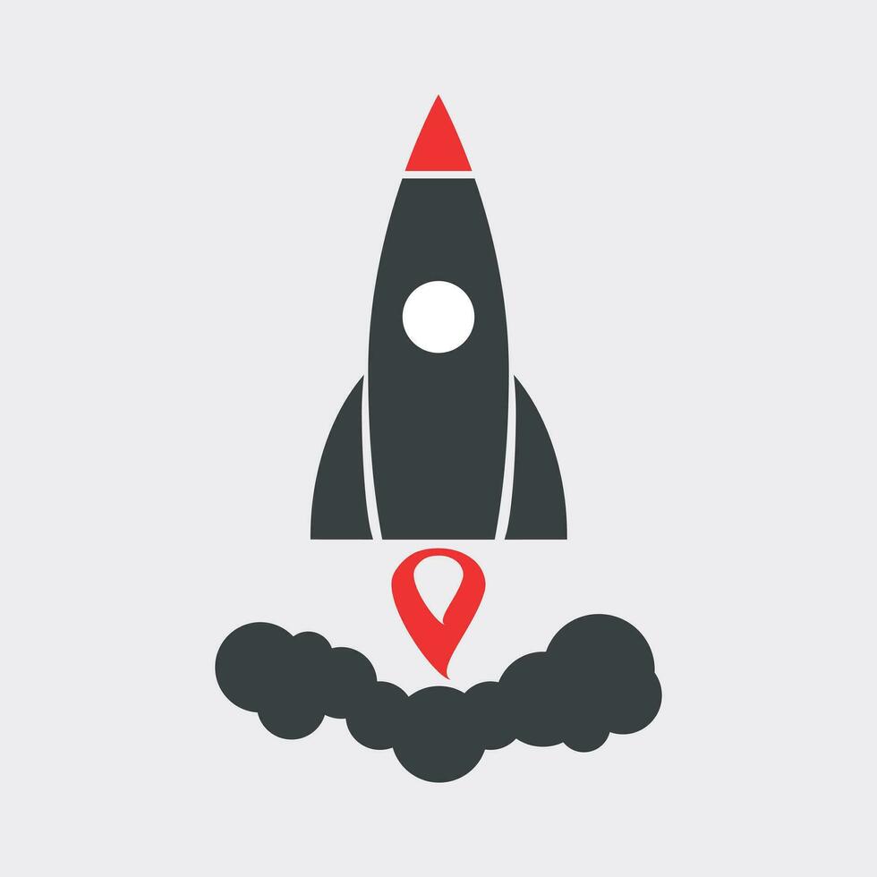 Rocket vector pictogram icon. Simple flat pictogram for business, marketing, internet concept. Business startup launch concept for web site design or mobile app. Illustration on white background