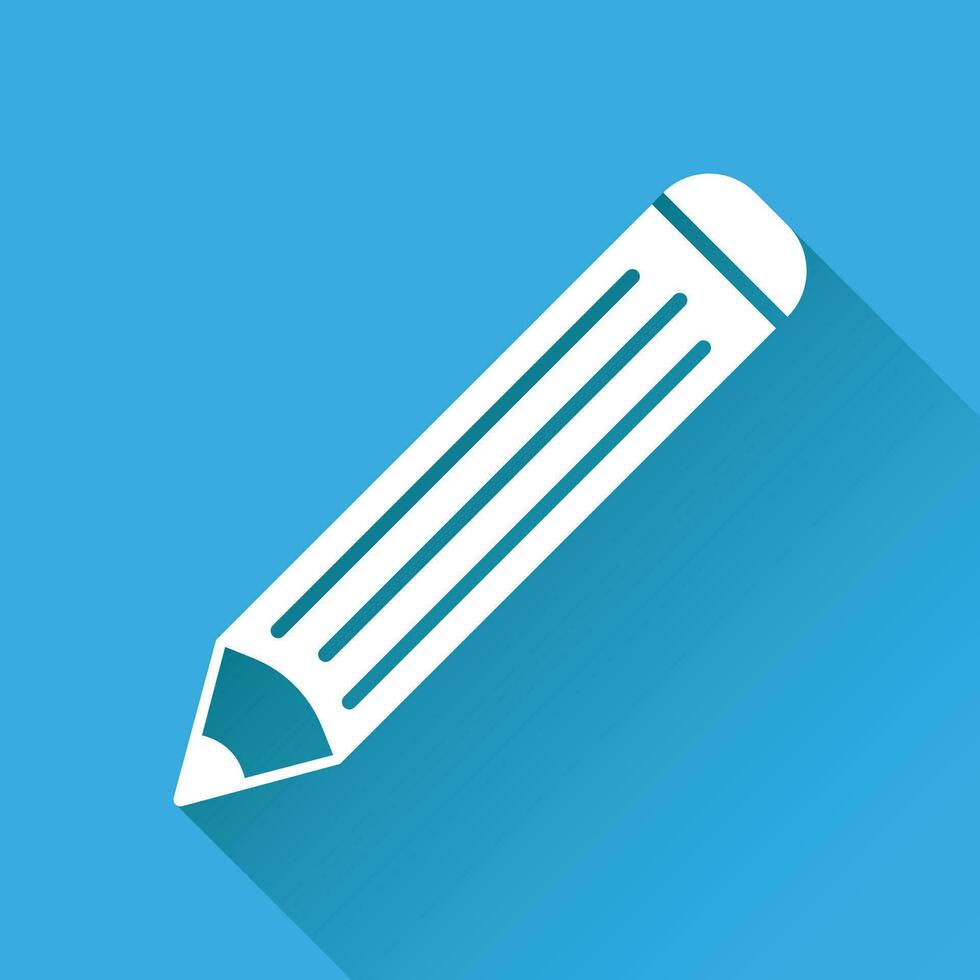 Pencil pictogram icon. Simple flat illustration for business, marketing internet concept on red background with long shadow. Trendy modern vector symbol for web site design or mobile app