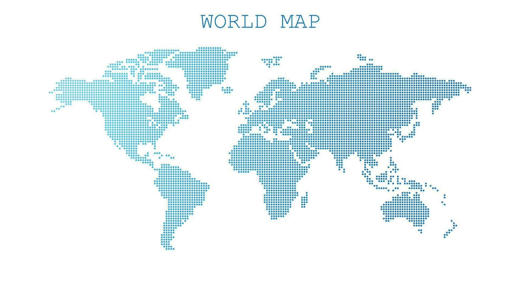 Dotted blank blue world map isolated on white background. World map vector template for website, infographics, design. Flat earth world map with round dots illustration.