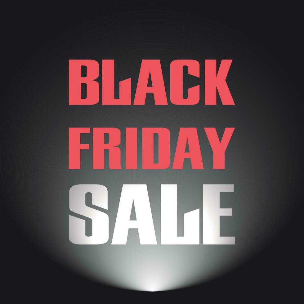 Black friday sale. Discount text vector illustration with light lamp. Clothes, food, electronics, cars sale.