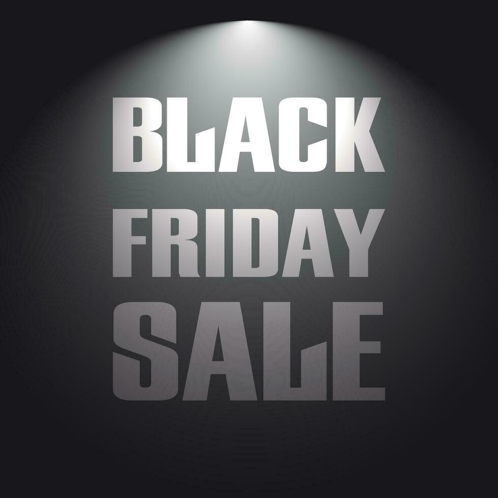 Black friday sale. Discount text vector illustration with light lamp. Clothes, food, electronics, cars sale.