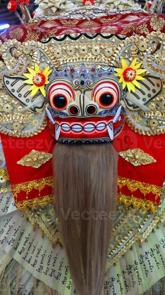 Frontal view of Barong, lion-like creature character in the mythology of Bali photo