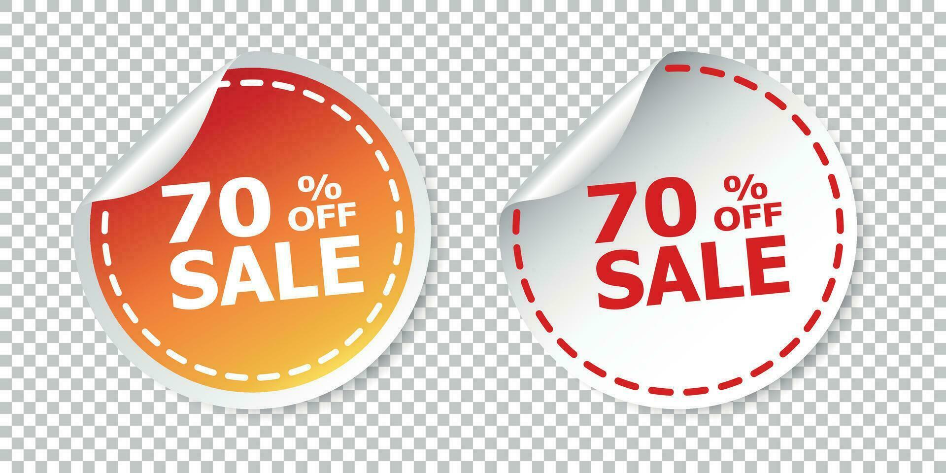 Sale stickers 70 percent off. Vector illustration on isolated background.