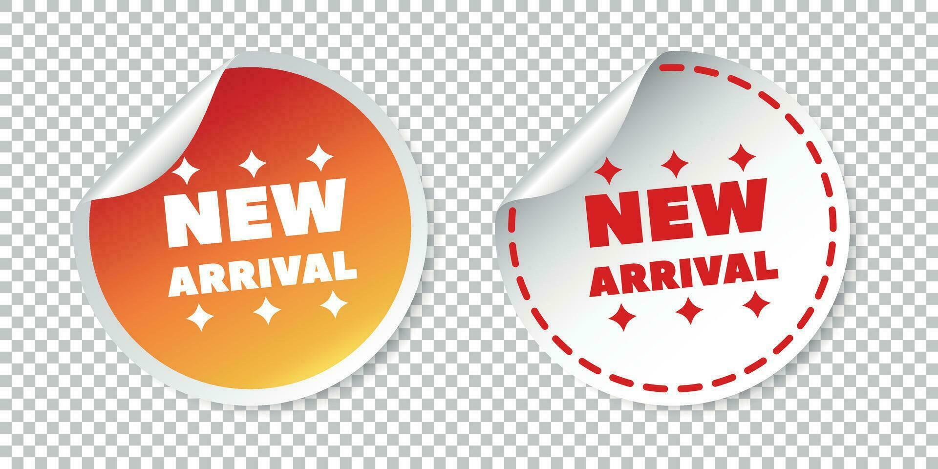 New arrival stickers. Vector illustration on isolated background.