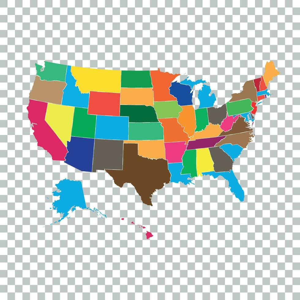 High detailed USA map with federal states. Vector illustration United states of America.